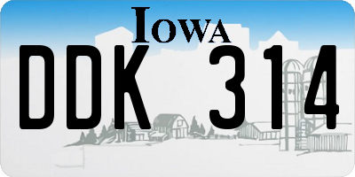IA license plate DDK314