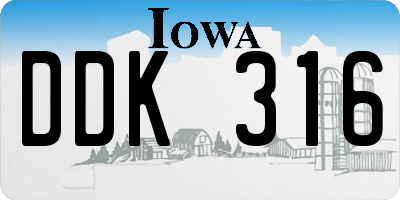 IA license plate DDK316