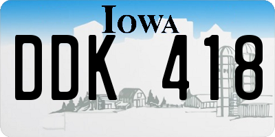 IA license plate DDK418
