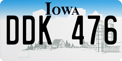 IA license plate DDK476