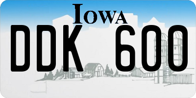 IA license plate DDK600