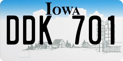 IA license plate DDK701