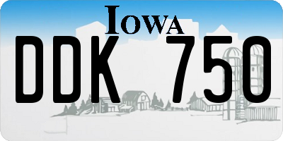 IA license plate DDK750