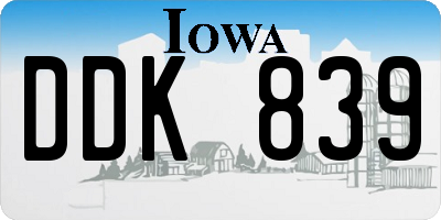 IA license plate DDK839