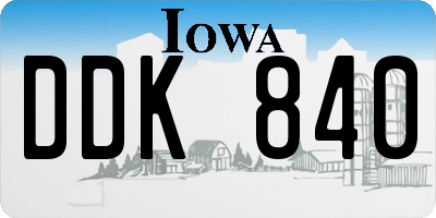 IA license plate DDK840