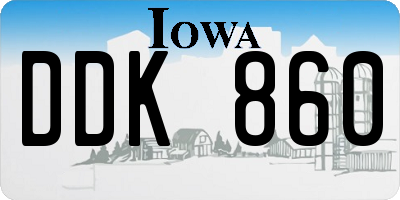 IA license plate DDK860