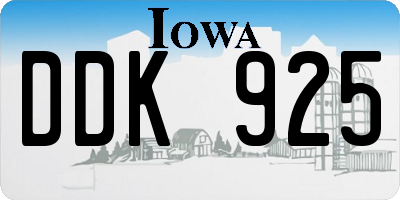 IA license plate DDK925