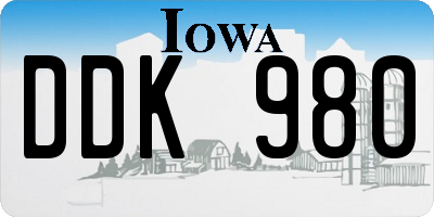 IA license plate DDK980