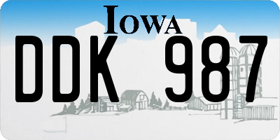 IA license plate DDK987