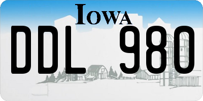 IA license plate DDL980