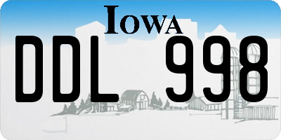 IA license plate DDL998