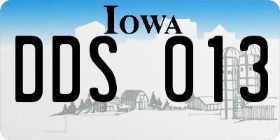 IA license plate DDS013