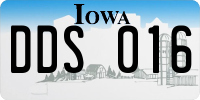 IA license plate DDS016
