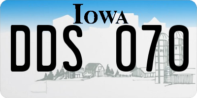 IA license plate DDS070