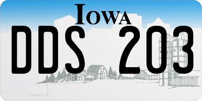 IA license plate DDS203