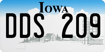 IA license plate DDS209
