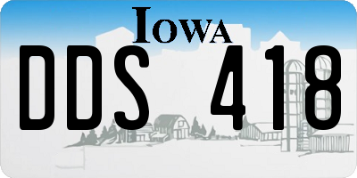 IA license plate DDS418