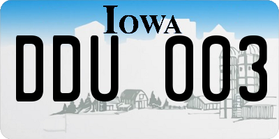 IA license plate DDU003