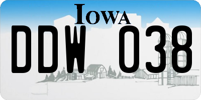 IA license plate DDW038