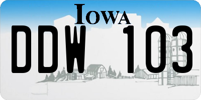 IA license plate DDW103