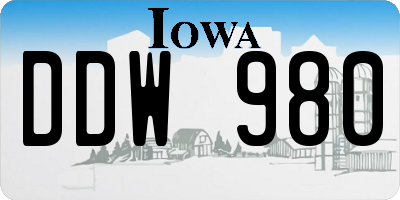 IA license plate DDW980