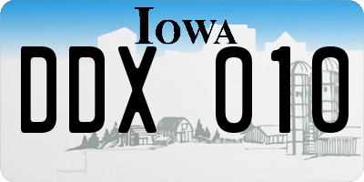 IA license plate DDX010
