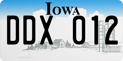 IA license plate DDX012