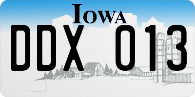 IA license plate DDX013