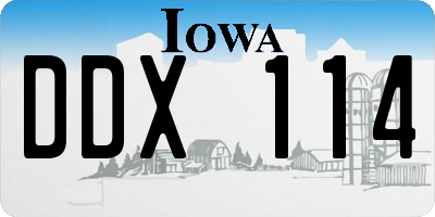 IA license plate DDX114