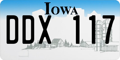IA license plate DDX117