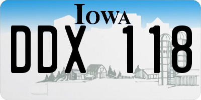 IA license plate DDX118