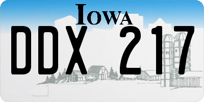 IA license plate DDX217