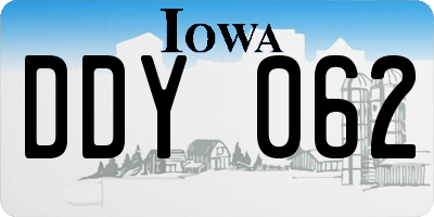 IA license plate DDY062