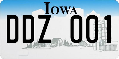 IA license plate DDZ001