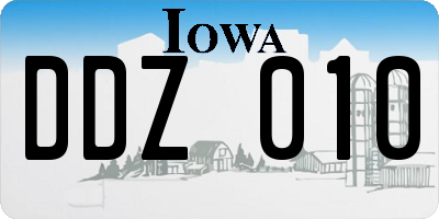 IA license plate DDZ010
