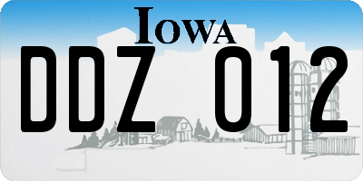 IA license plate DDZ012