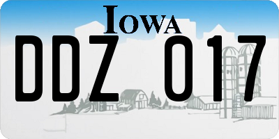 IA license plate DDZ017
