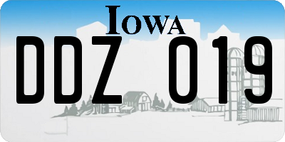 IA license plate DDZ019