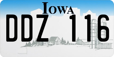 IA license plate DDZ116
