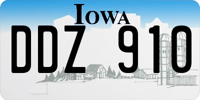 IA license plate DDZ910