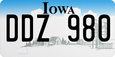 IA license plate DDZ980