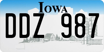 IA license plate DDZ987