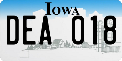 IA license plate DEA018