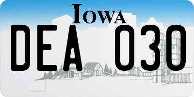 IA license plate DEA030