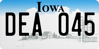 IA license plate DEA045