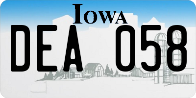 IA license plate DEA058