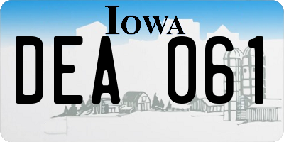 IA license plate DEA061
