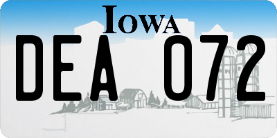 IA license plate DEA072