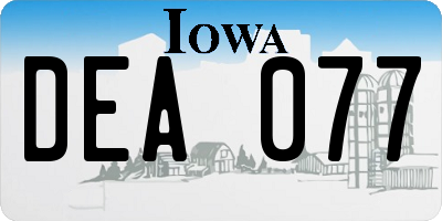 IA license plate DEA077