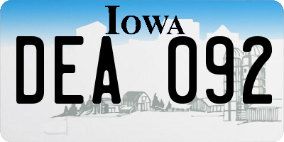 IA license plate DEA092